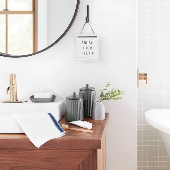 Hearth & Hand with Magnolia “Brush Your Teeth” Stoneware Wall Sign - Picture 3 of 5